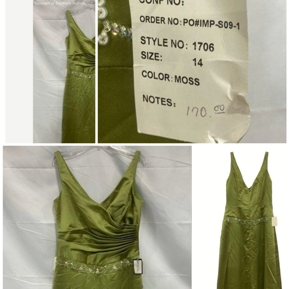 Elegant Green Evening Dress with Gathered Bust and Embroidered Beaded Waistband
